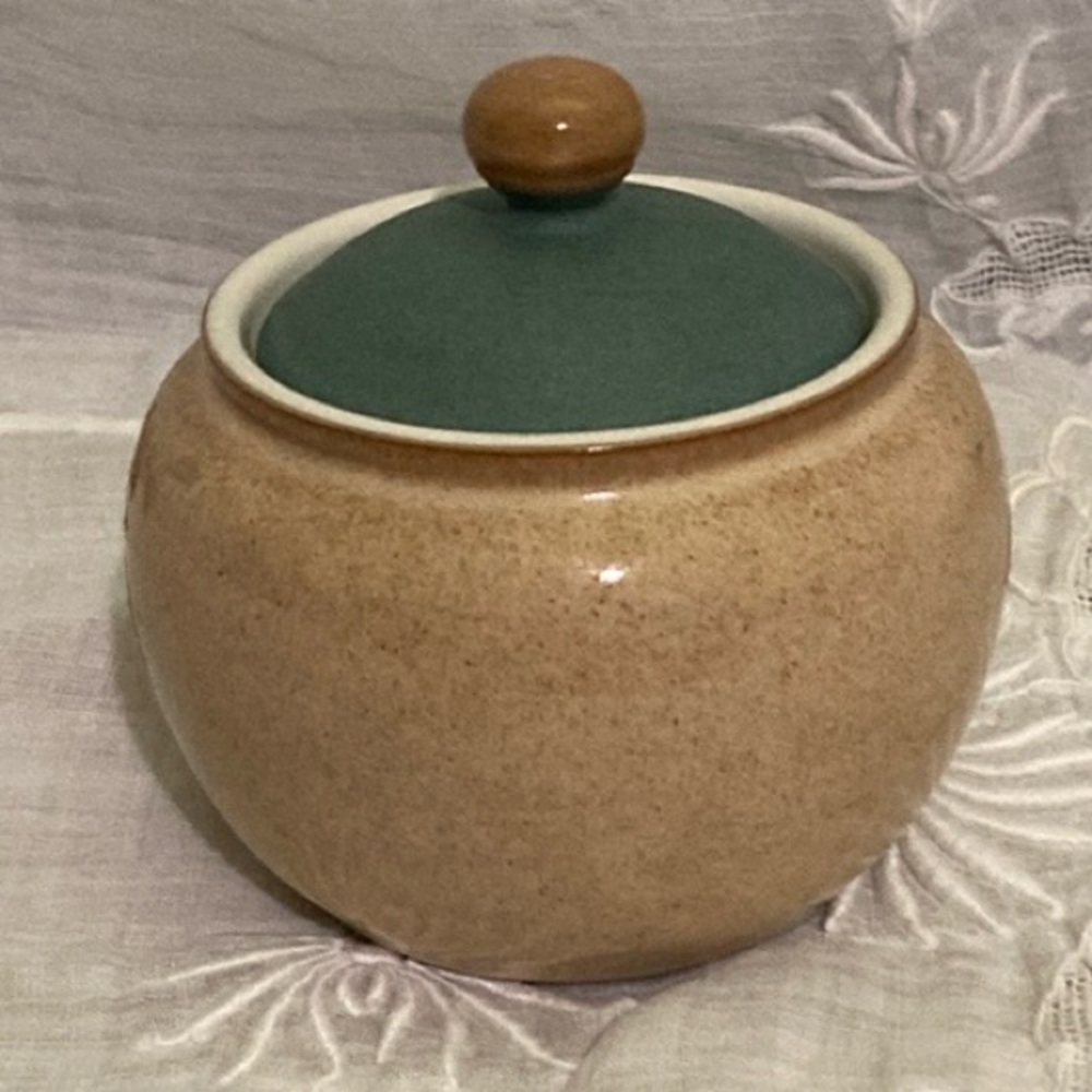 Ceramic Denby sugar bowl with lid